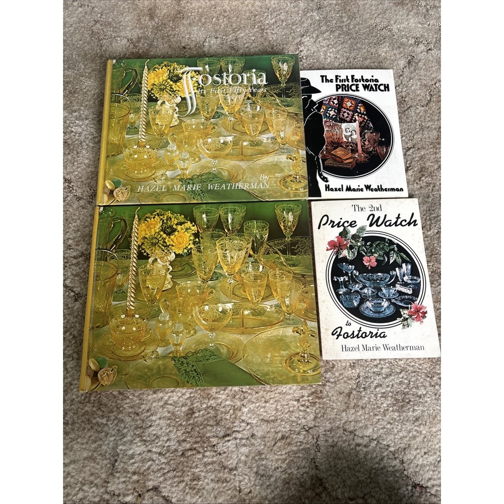 Hazel Weatherman Fostoria Glass Reference Book Lot OS Multi Good Vintage Signed